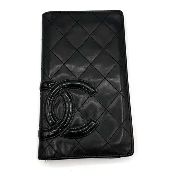 Chanel Cambon Ligne Long Wallet Black Lambskin Pink Series 10 w/ Holo, Auth Card - Picture 3 of 16